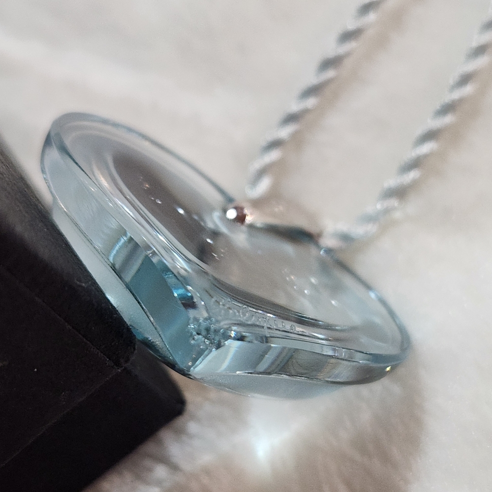 Lalique Light Blue Heart Pendant Necklace - Picture 9 of 10